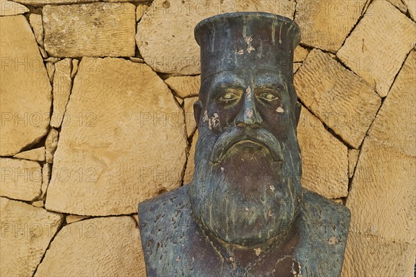 Bust, Bronze, Abbot Gabriel, Stone Wall, Arkadi, Orthodox Monastery, National Monument, Rethimnon
