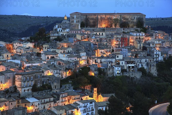 City of Ragusa, the late Baroque district of Ragusa Ibla by night, Unesco World Heritage Site,