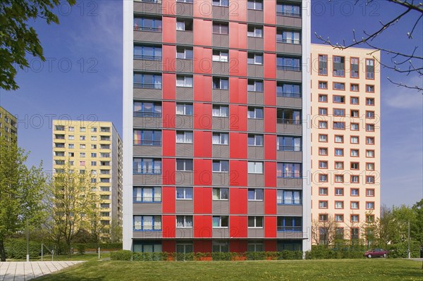 The 17-storey tower blocks from the 1970s are typical examples of GDR prefabricated housing.