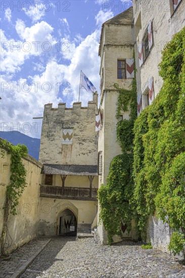Castle courtyard, Churburg Castle, Schluderns, South Tyrol, Italy, Europe