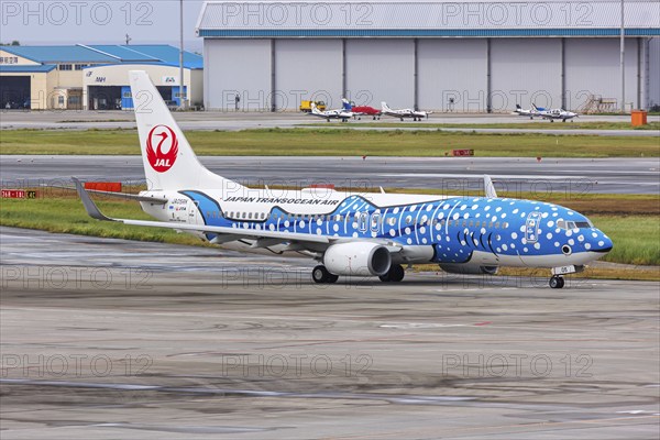 A Boeing 737-800 aircraft of Japan Transocean Air with the registration JA05RK and the Jinbei
