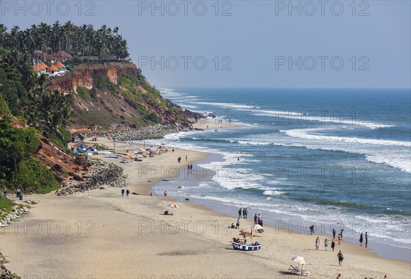 VARKALA, INDIA, FEBRUARY 22, 2013: One of India finest beaches, Varkala beach, Kerala, India, Asia