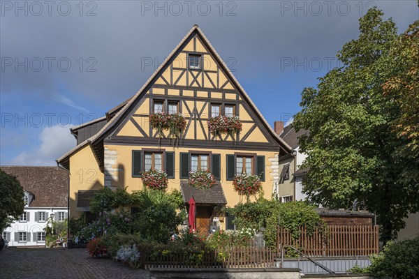 Half-timbered house in the old town of Engen, Constance district, Baden-Württemberg, Germany,