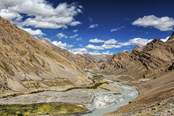 Himalayan landscape in Himalayas along Manali-Leh road. Ladakh, India, Asia