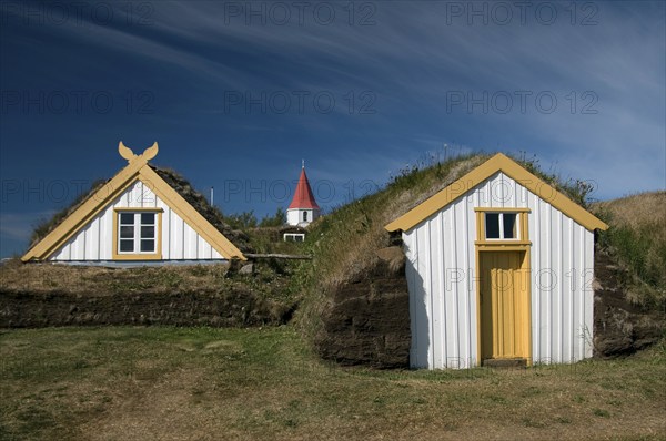 Sod houses, Museum, Laufas, Iceland, Europe