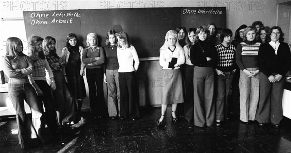 These girls, students of the Women's Vocational School in Gelsenkirchen, are all without