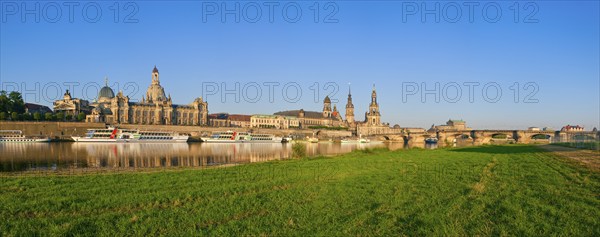 Dresden silhouette in the morning, the world-famous Dresden skyline shows its most beautiful side,