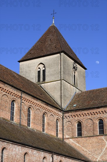 Tower, Romanesque Minster Schwarzach, Rheinmünster, Baden-Württemberg, Germany, Europe