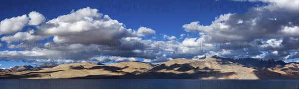Himalayan lake Tso Moriri on sunset, Korzok, Ladakh, India, Asia