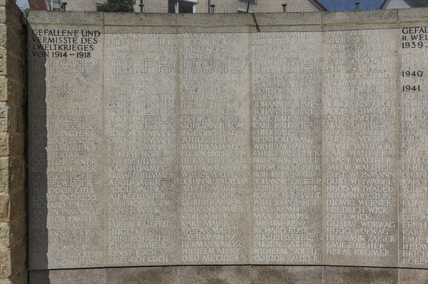 Memorial plaque at the Protestant St. Andrew's Church, memorial, lists of names of the fallen and