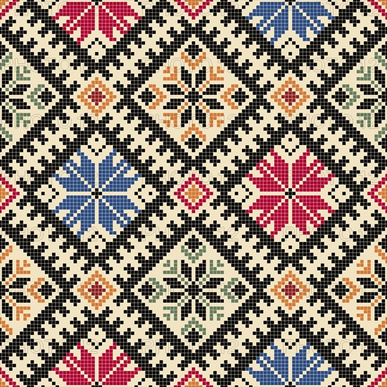 Traditional Latvian embroidery seamless pattern, vector illustration