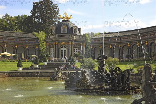 Waterworks and New Palace with Temple of the Sun at the Hermitage in Bayreuth, Upper Franconia,