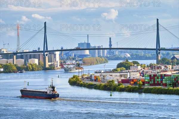 View to Köhlbrand Bridge, Altona, Hamburg, Land Hamburg, Germany, Europe