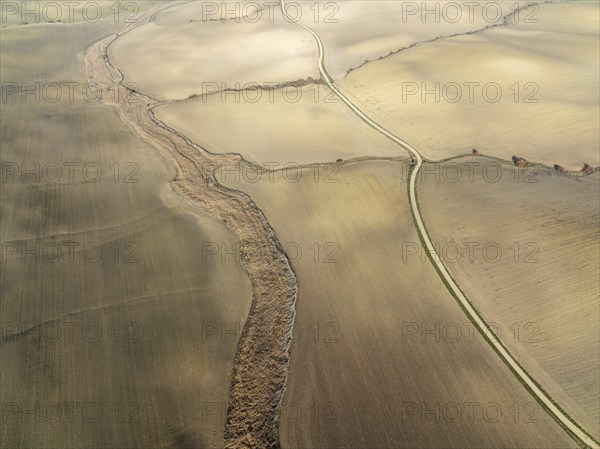 Cultivated fields in winter in the Campiña Cordobesa, the fertile rural area south of the town of
