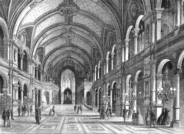 Nave of the Parish Church La Trinite, Eglise de la Sainte-Trinité, Trinity Church, in the 9th