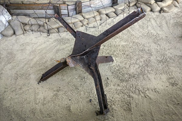 Czech hedgehog in the Musée du Débarquement Utah Beach, World War Two museum at