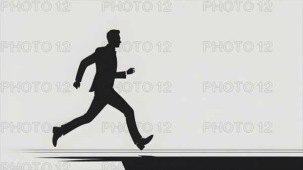 Abstract illustration in geometric shapes of a man in hurry, AI generated
