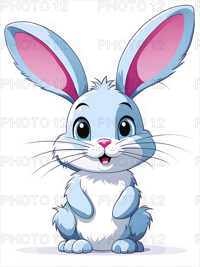 A simple cartoon Easter bunny with a white background, abstract illustration, AI generated
