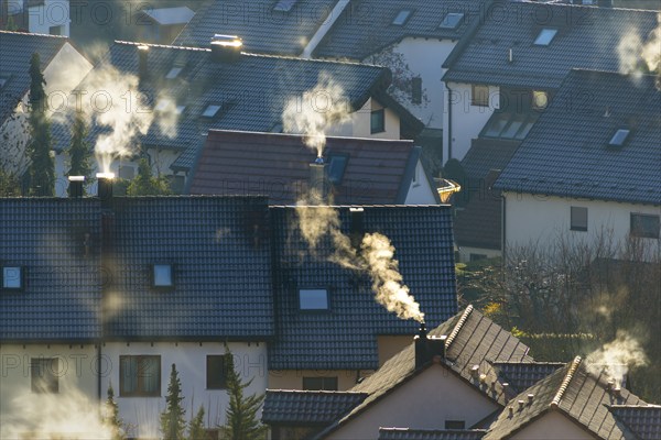Symbolic image, environmental pollution, global warming, climate change, morning light falls on a