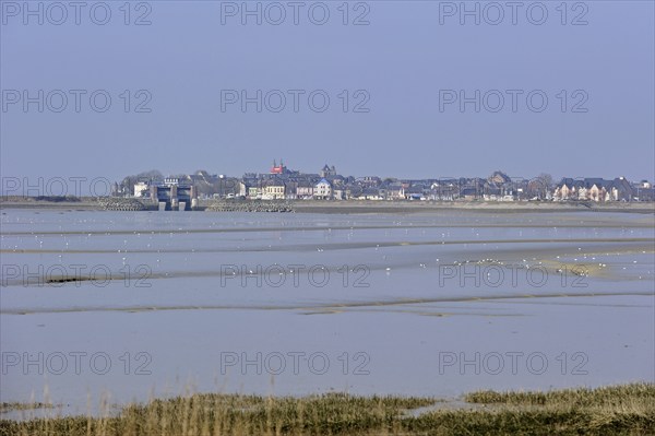 Bay of the Somme and view over the village Le Crotoy, Picardy, France, Europe