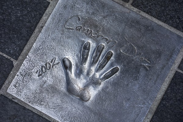 Handprint of American actress Cameron Diaz at the Esplanade Georges Pompidou in the city Cannes,