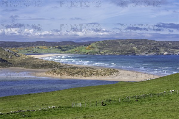 Torrisdale Bay and sandy beach at the mouth of the River Naver near Bettyhill and Invernaver,