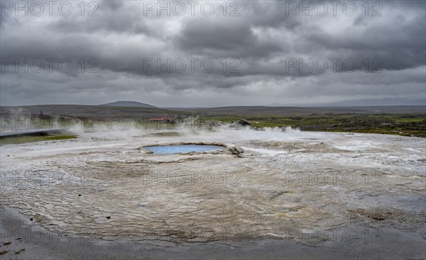 Steaming hot spring, Hveravellir geothermal area, Icelandic Highlands, Suðurland, Iceland, Europe