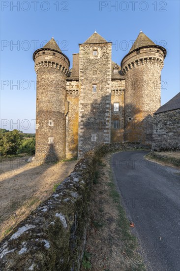 Bousquet castle from the 14th century, classified as a historical monument. Montpeyroux, Aveyron,