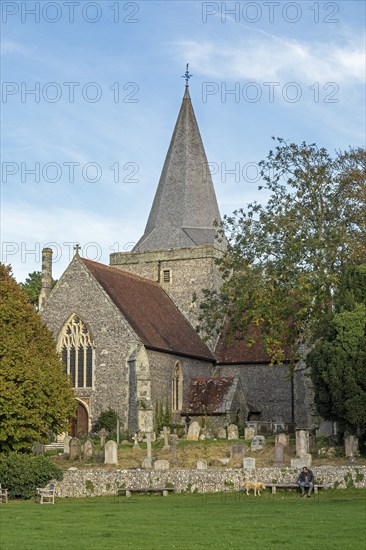 Church, Cemetery, Alfriston, East Sussex, England, Great Britain