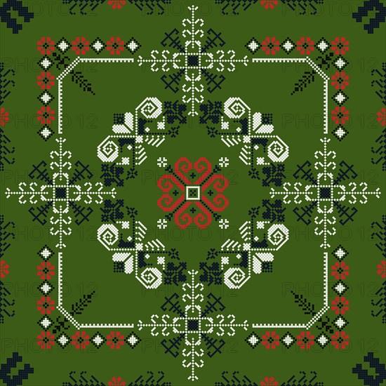 Traditional Latvian embroidery seamless pattern, vector illustration