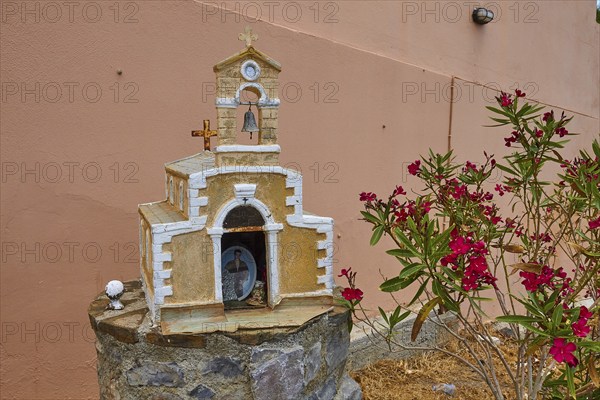 Mniatur Church, Old Pink Wall, Flowers, Detail, Koudouma, Orthodox Monastery, Zemtralkreta, South