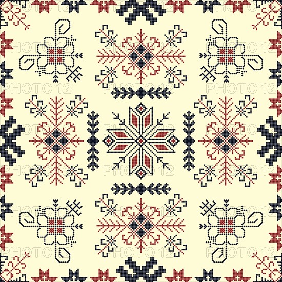 Traditional Latvian embroidery seamless pattern, vector illustration