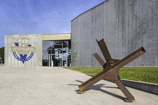 Czech hedgehog at Overlord Museum near Omaha Beach about WW2 Allied landing during D-Day,