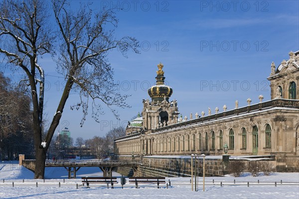 Zwinger in winter, the Dresden Zwinger, is one of the most important Baroque buildings from the