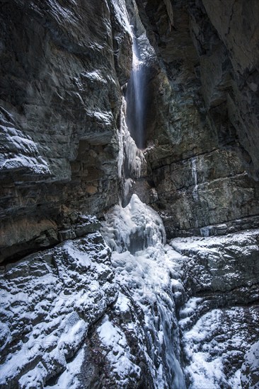 Winter, ice, icy waterfall in the Breitachklamm, near Oberstdorf, Oberallgäu, Allgäu, Bavaria,