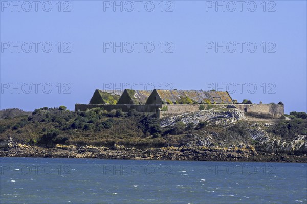 19th century gunpowder magazines on the Île des Morts, Island of the Dead in the Bay of Roscanvel,