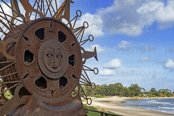 Sun sculpture by Agó Paez Vilaró on the beach at Atlántida, seaside resort town along the Costa de