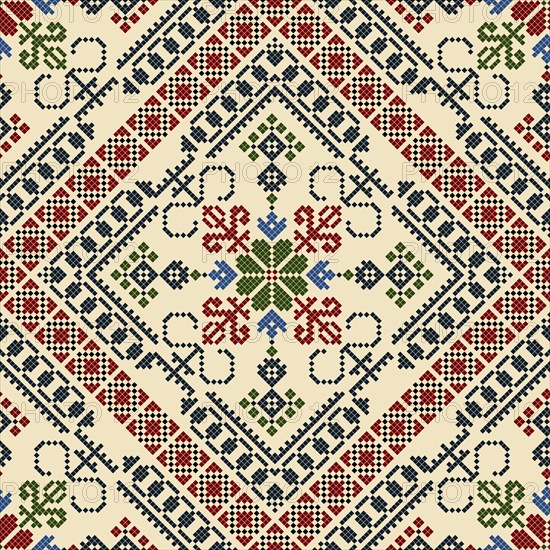 Traditional Latvian embroidery seamless pattern, vector illustration
