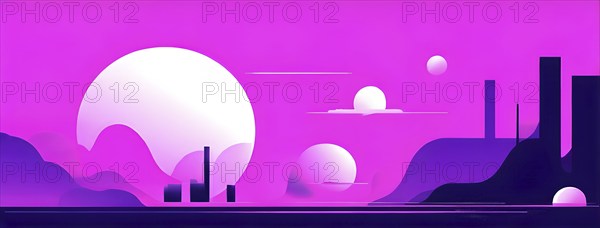 Minimalist illustration featuring abstract shapes in purple color accent symbolizing fun and ease,