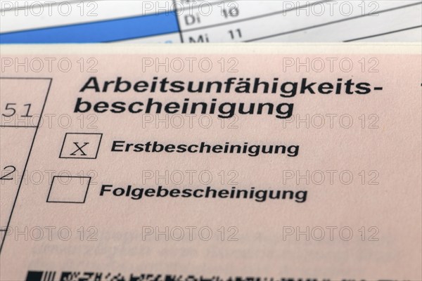 Close-up of a certificate of incapacity for work