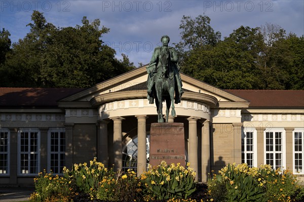 Equestrian statue of King Wilhelm I in front of Großer Kursaal, Königsplatz, Bad Cannstatt,