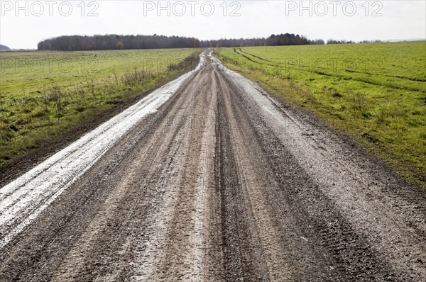 Unsurfaced track road chalk upland landscape Figheldean Down, Salisbury Plain, Wiltshire, England,