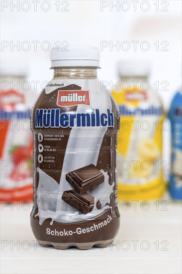 Müllermilch different flavours in the bottle of the company Theo Müller