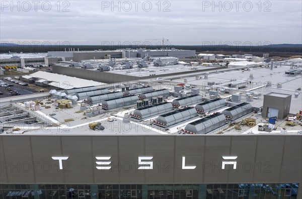 Aerial view of Tesla Giga Factory, battery factory, Grünheide, 28 01 2023