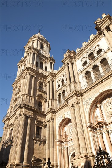 Baroque architecture exterior of the cathedral church of Malaga city, Spain, Santa Iglesia Catedral