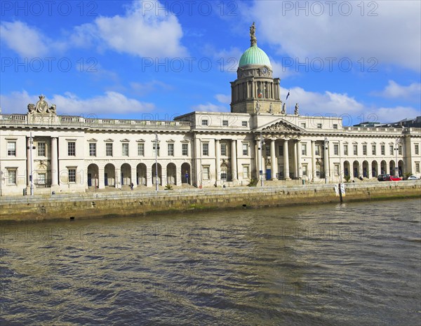 Neo-classical architecture of the Custom House building, city of Dublin, Ireland, Irish Republi,