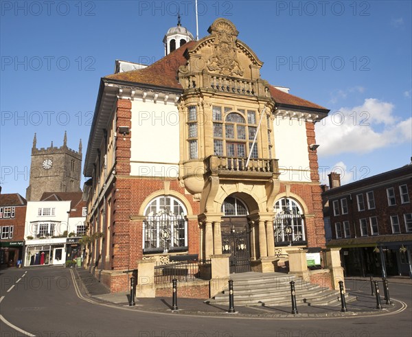 Historic Town Hall in High Street, Marlborough, Wiltshire, England, United Kingdom, Europe