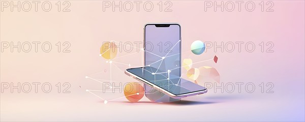 Abstract illustration wallpaper symbolizing the essence of mobile working, AI generated