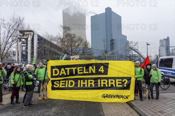 Protest action by the Fridays For Future movement at the Datteln 4 coal-fired power plant, against
