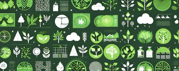 Abstract wallpaper with vector green eco friendly grid ornament symbolizing sustainability, AI